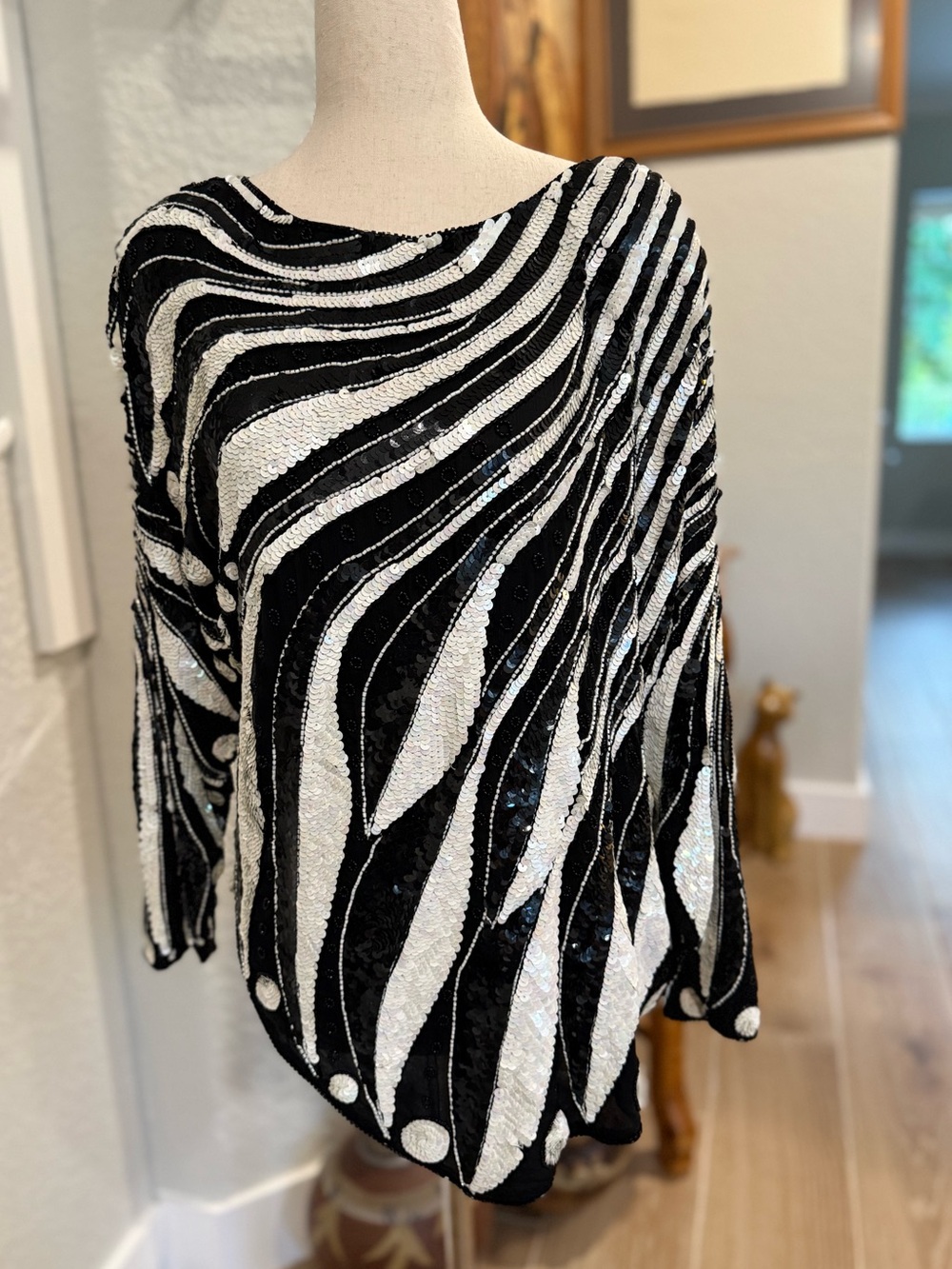 VTG Greg Adams Vintage 100% Silk Sequined Top